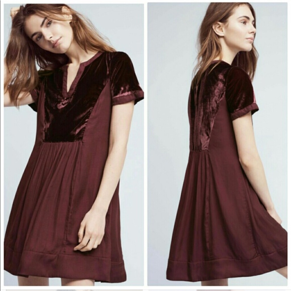 Anthropologie Maeve Velvet Tunic Dress